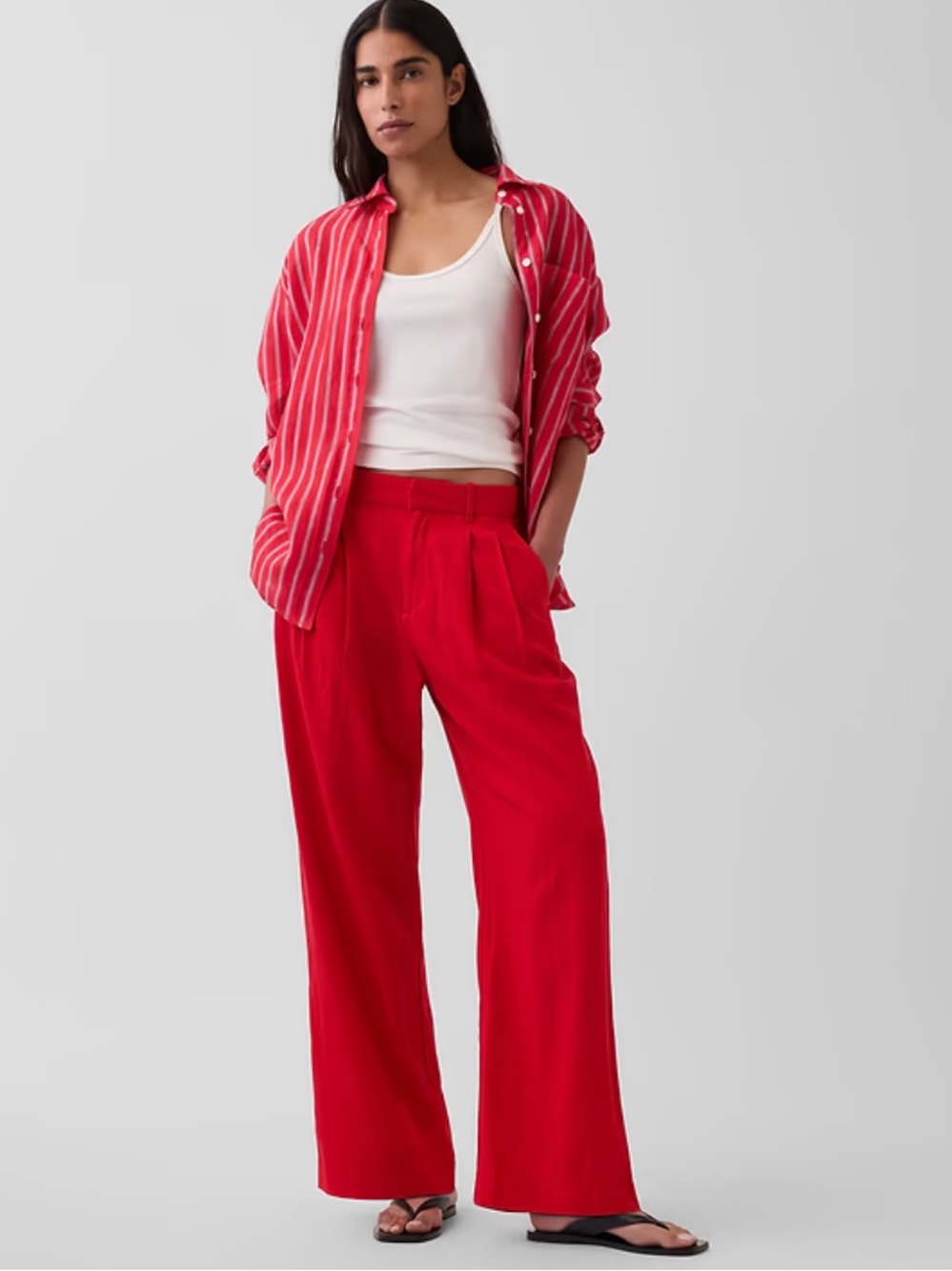 GAP 365 High Rise Linen-Blend Trousers - Picture 2 of 11